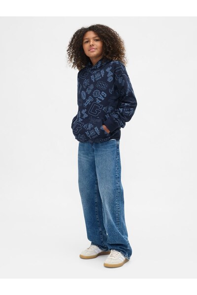 GAP Erkek Çocuk Lacivert Relaxed Baskılı Sweatshirt