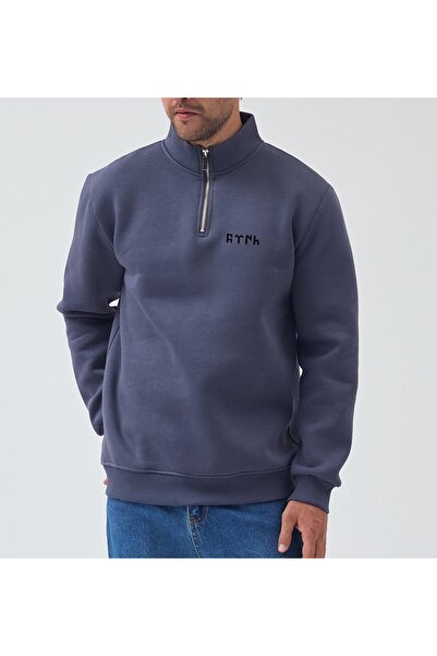 VEK Турска блуза с половин цип и редовна, свободна кройка