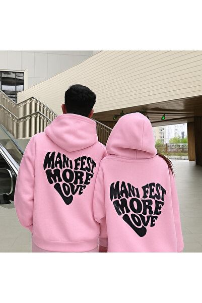 CLASSY.MODA سترة بقلنسوة للجنسين بثلاثة خيوط وقصة مريحة مع جيب كنغر وطباعة قل...