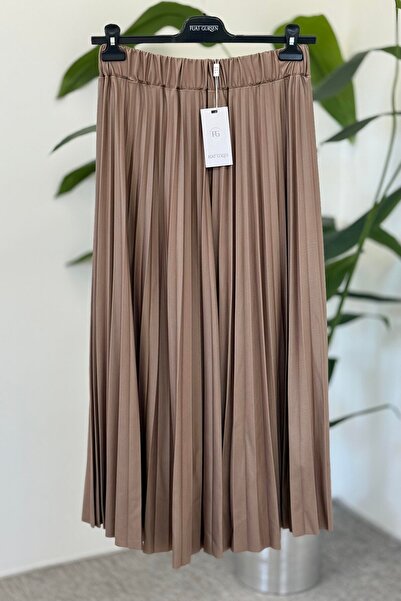 FUAT GÜRSEN Fuat Gürşen 4401 Leather Look Pleated Skirt