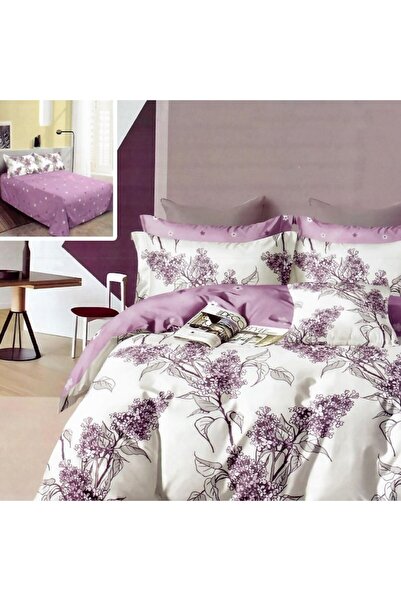 NufJoy Lenjerie pat dublu Bumbac Finet Gros 6 piese cearceaf pat 220x240 cm, cearceaf pilota 200x220