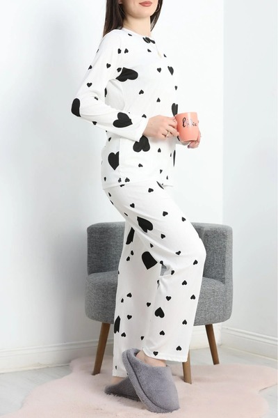 DAS KLEID طقم بيجامة بيجاسوس، قطعة علوية وسفلية، نفس طقم البيجاما، أبيض وأسود