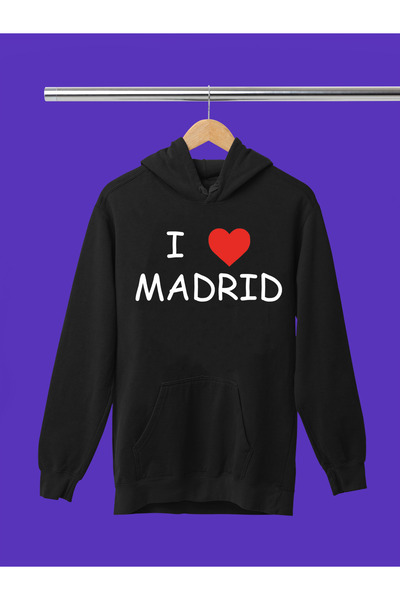 MAGORS سترة رياضية بقلنسوة مطبوعة عليها 'I LOVE MADRID' من القطن بأكمام طويلة...
