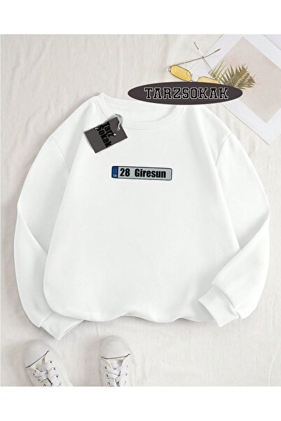 Tarzsokak Hanorac cu guler rotund, alb, 28 Giresun, cu design special și deta...