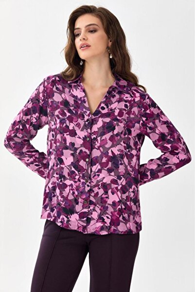 İKİLER Önü Düğmeli Desenli Gömlek 256-3017