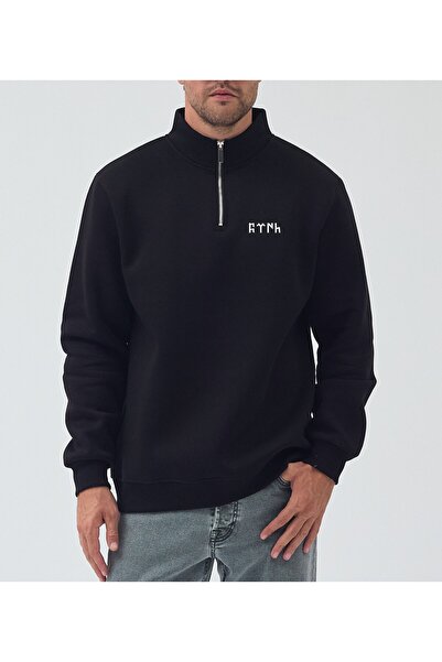 VEK Hanorac cu jumătate de fermoar cu imprimeu turcesc, model confortabil și ...