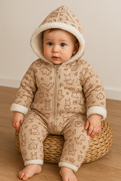 GMG Baby بدلة من الصوف الناعم المطبوع 9 أشهر، 12 شهرًا، 18 شهرًا للجنسين