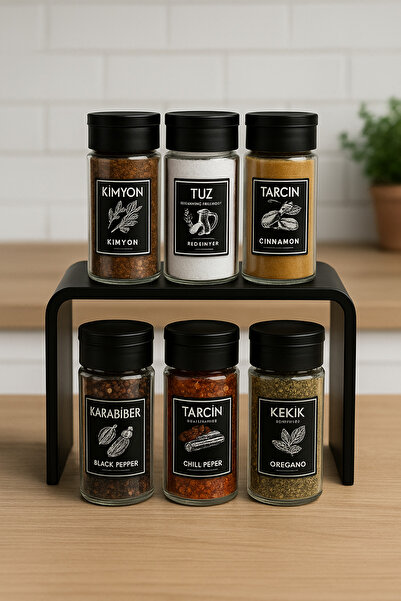 Dia 6'lı Etiketli ve Kilitlenebilir Hava Almaz Kapaklı Baharatlık Seti-Bahara...