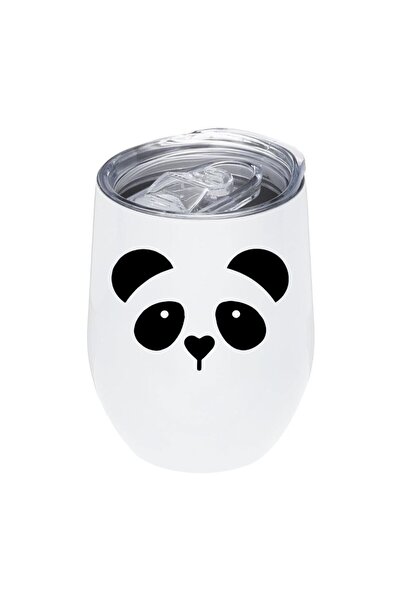 LOUD UNIVERSE Cute Panda Face Stainless Steel Tumbler With Lid