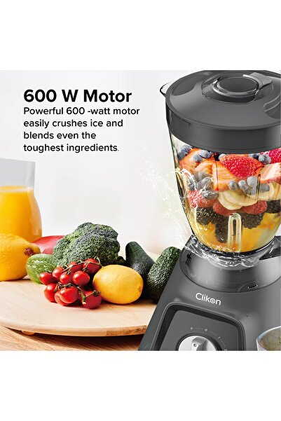 CLIKON 2 IN 1 JUICE BLENDER, COPPER MOTOR 600W UNBREAKABLE JARS OVER LOAD CUT-OFF 1.5 BLENDER JAR GR