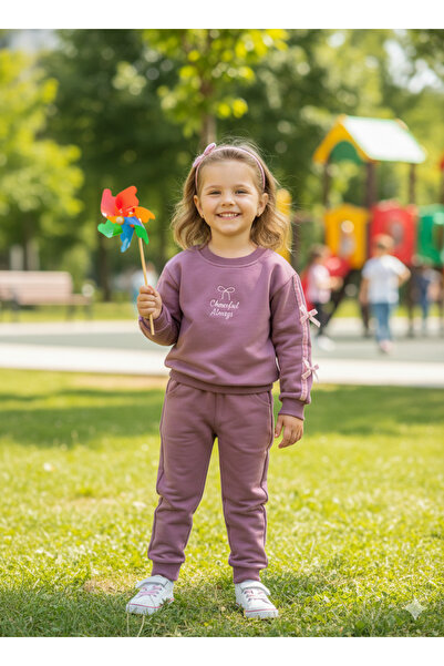 Selvira Set din 2 piese din bumbac bordeaux pentru fete - Hanorac și pantalon...