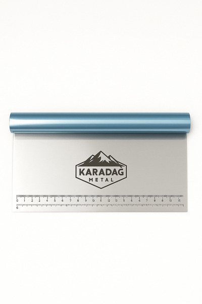 KARADAĞ METAL Hamur Kazıyıcı ve Kesici Spatula Ölçekli Çelik Pasta Sıvama Aparatı 25 cm