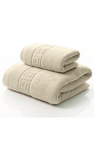 OEM Set of 2 Cotton Bath Towels, 50x90 and 70x140 cm, Cream