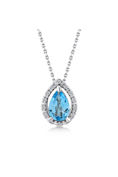 Pırlandia 0,35 Karat Pırlanta Blue Topaz Kolye