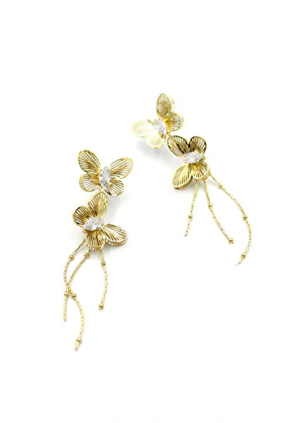 shopwave Steel butterfly earrings - gold