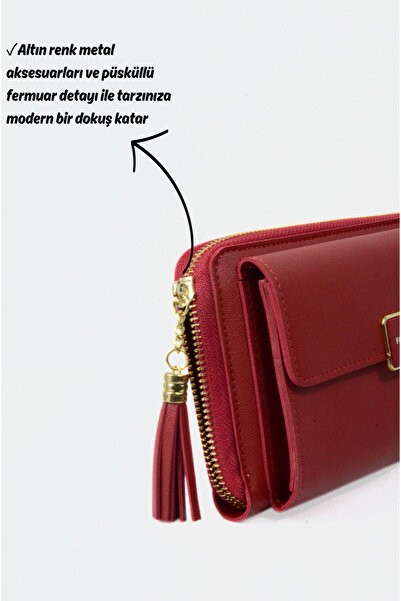 Mazel Design 7090 Genuine Leather Women's Stylish Imported Wallet Bag, Adjustable Strap, Card Slots, Zipper Closure