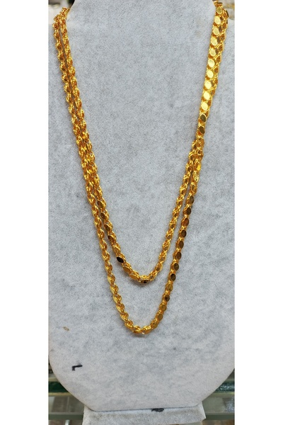 Nurtakı قلادة سلسلة موديل مطلية باللون الذهبي بطول 1 متر