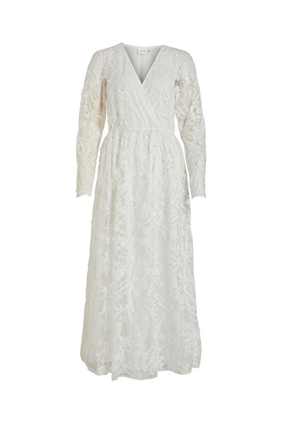 VILA Γυναικείο βραδινό φόρεμα 14083840 Λευκό