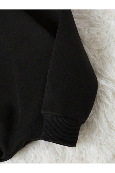 AFROGİYİM Γυναικείο φούτερ Chicago με στάμπα με 2 κλωστές με λαιμόκοψη