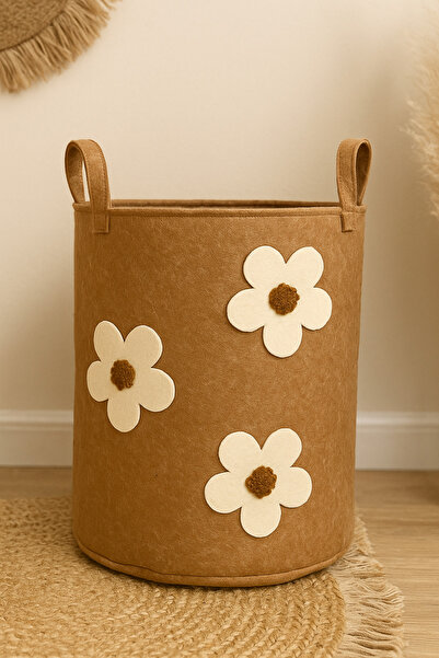 Cherry Bloom Cotton Καλάθι ρούχων Daisy από τσόχα, οργανωτής καλαθιού αποθήκε...