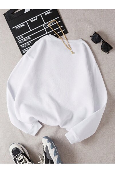 AFROGİYİM Γυναικείο φούτερ Chicago με στάμπα με 2 κλωστές με λαιμόκοψη