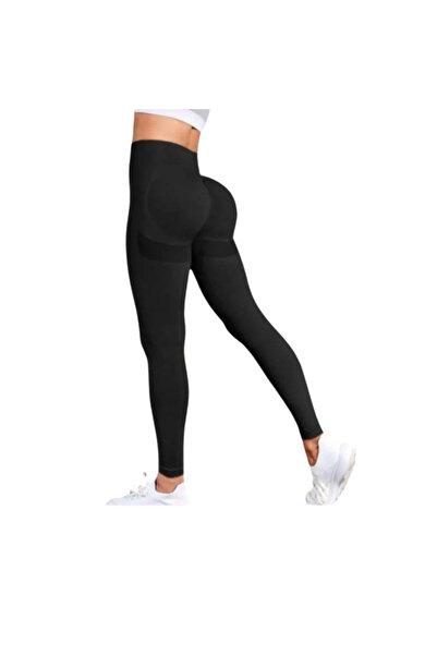 Fstyle Black Wide Waist Sports Leggings, Wide Waist Butt Lifting Design, Gym Tights