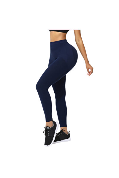Fstyle Dark Blue High Waist Sport Leggings Women's Slim Fit Sportswear