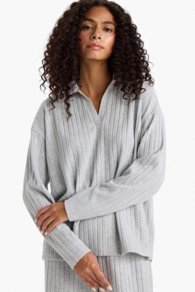 DeFacto Μακρυμάνικο μπλουζάκι με λαιμόκοψη πόλο Relax Fit F1007AX25AU