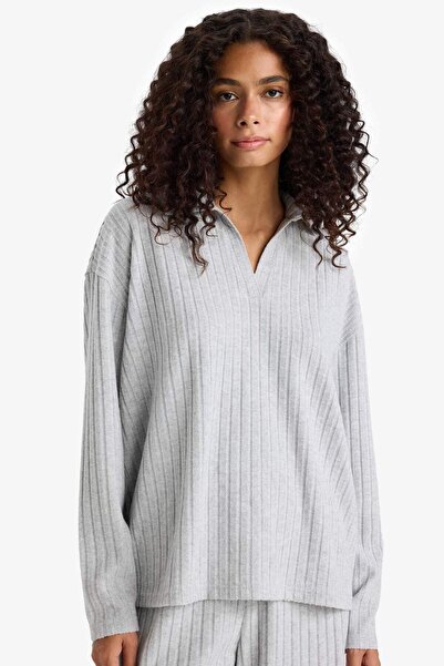 DeFacto Μακρυμάνικο μπλουζάκι με λαιμόκοψη πόλο Relax Fit F1007AX25AU