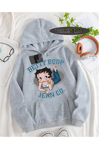 Tarzsokak Hanorac cu glugă gri Betty Boop Design special