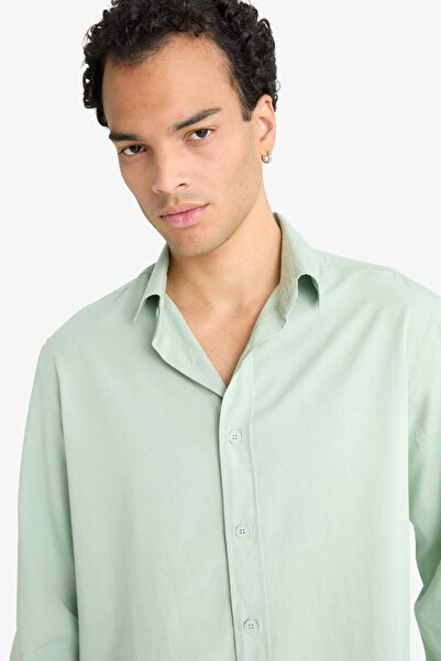 DeFacto Regular Fit Polo Yaka Dokuma Uzun Kollu Gömlek F6341AX25AU