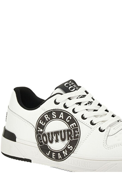 Versace Erkek Logo Desenli Düşük Bilekli Deri Beyaz Sneaker 79YA3SJ1ZPB40-003
