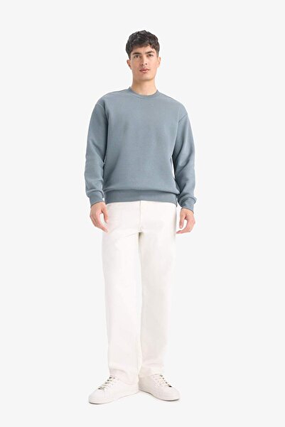 DeFacto Relax Fit Crew Neck Χοντρό Εσωτερικό Μαλακό Μαλλιά Basic Απλό Φούτερ T5139AZ25AU