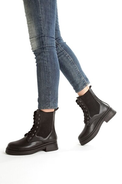 SH SİLVER MODA Kadın Postal Bot Fermuarlı Bağcıklı termo taban dikişli