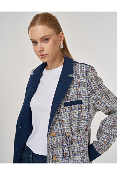 Kayra Bel Büzgülü Tüvit Ceket İndigo