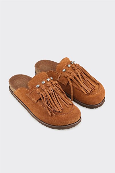 Elle Shoes Taba Deri Kadın Terlik