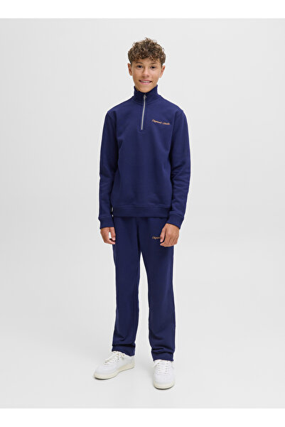 Jack & Jones Nakışlı Erkek Çocuk Mavi Sweatshırt 12284067