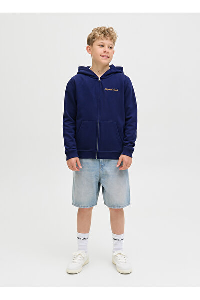 Jack & Jones Nakışlı Erkek Çocuk Mavi Sweatshırt 12284068