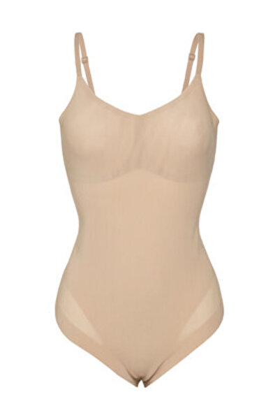 Calvin Klein Γυναικεία Ολόσωμη Φόρμα Σύσφιξης Εσωρούχων LV00QF8295 Μπεζ