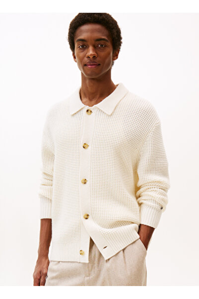 Tommy Hilfiger Bisiklet Yaka Normal Sarı Erkek Kazak MW0MW40910Z00_DC BUTTON UP CARDIGAN