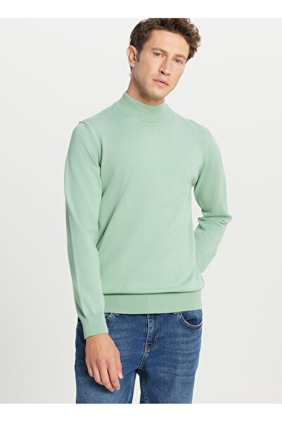 ALTINYILDIZ CLASSICS Yarım balıkçı Yaka Standart Su Yeşili Erkek Kazak ACE043...