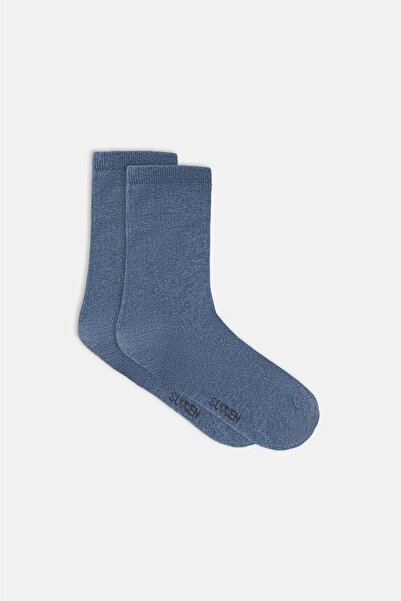SUWEN Ribbed Soket Çorap