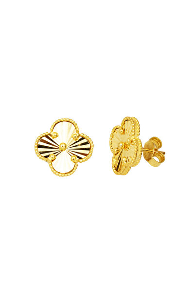 Bilezikci Van Cleef 14 Ayar Altın Küpe Orta Boy