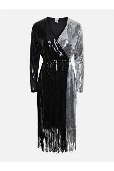 YAS Γυναικείο φόρεμα κοκτέιλ μαύρο YAS-26035387 ΜΑΥΡΟ W ΑΣΗΜΙ