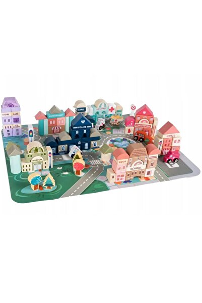 OEMN Wooden Building Blocks Set – Town with 115 Pieces