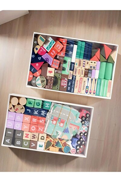 OEMN Wooden Building Blocks Set – Town with 115 Pieces