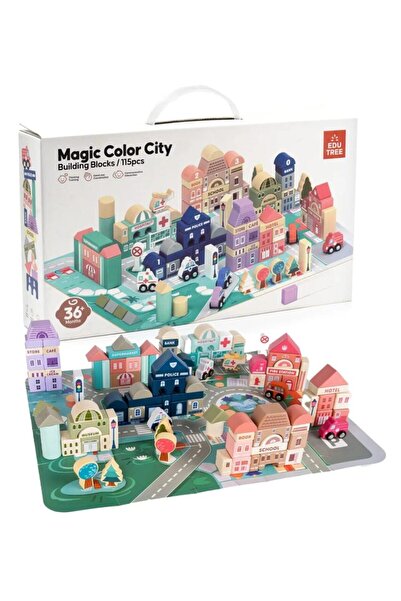 OEMN Wooden Building Blocks Set – Town with 115 Pieces