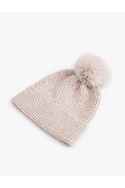 Koton Блискуча багатошарова в'язана шапка з помпонами