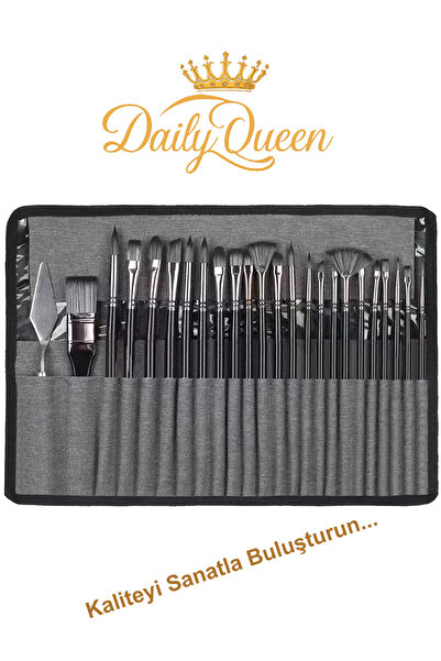 Daily Queen 24 Parça A Kalite Akrilik Yağlıboya Suluboya Fırça Seti