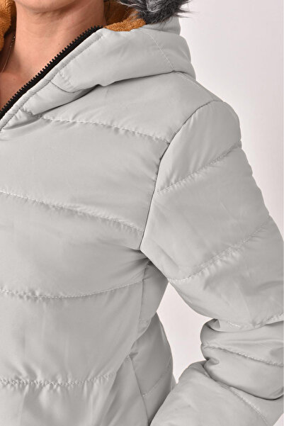 Joui Co Дівчача зимова надувна куртка з хутряним капюшоном, довга модель